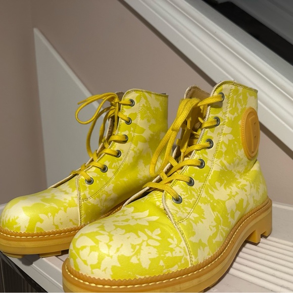 John Fluevog Shoes - John Fluevog Yellow Floral Lace-Up Boots